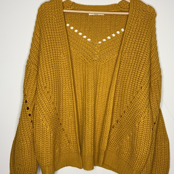 Mustard Yellow Open Front Cardigan - Picture 2 of 13